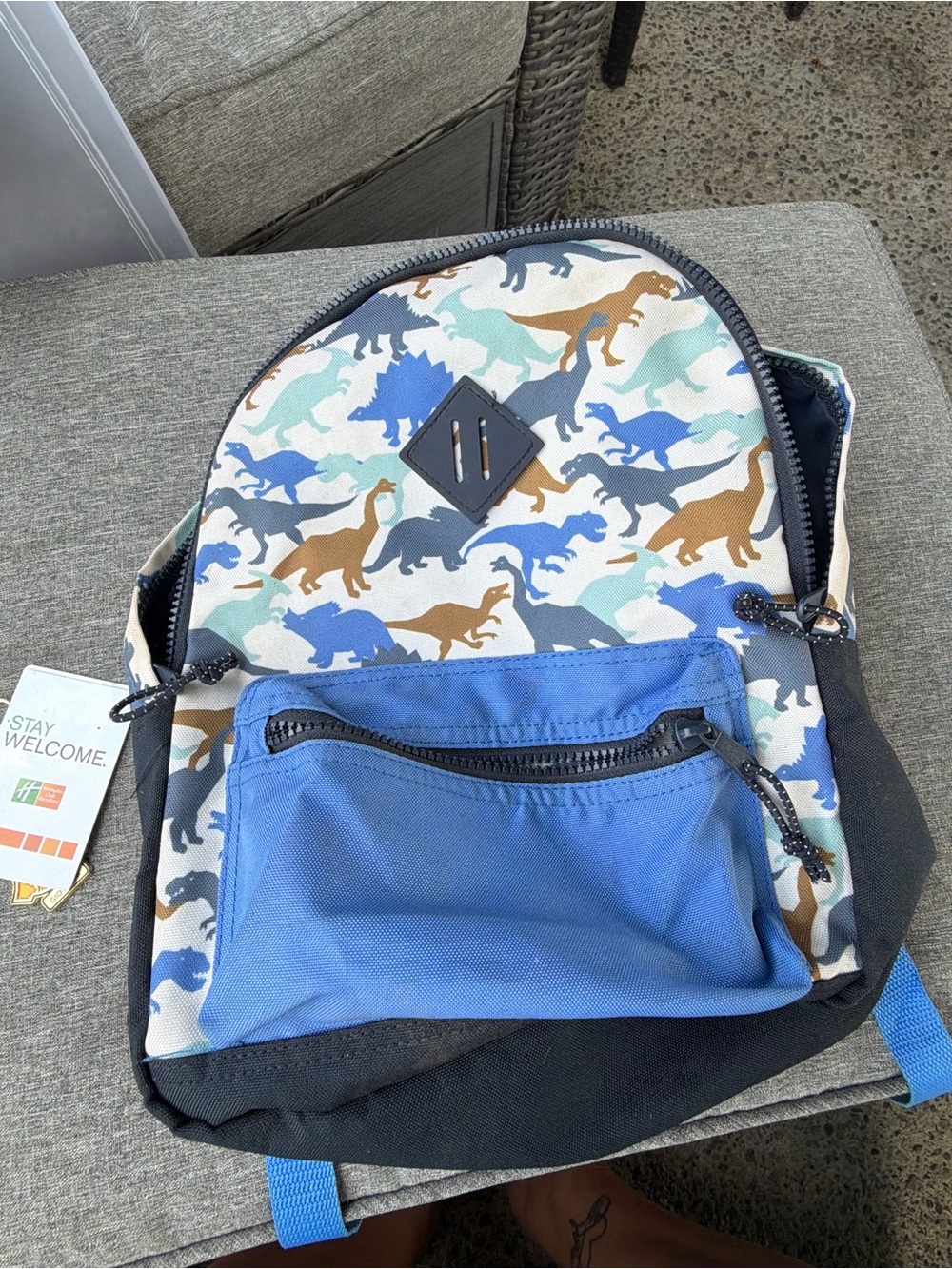 Kids Dinosaur Print Backpack with Blue Pocket - H&M
